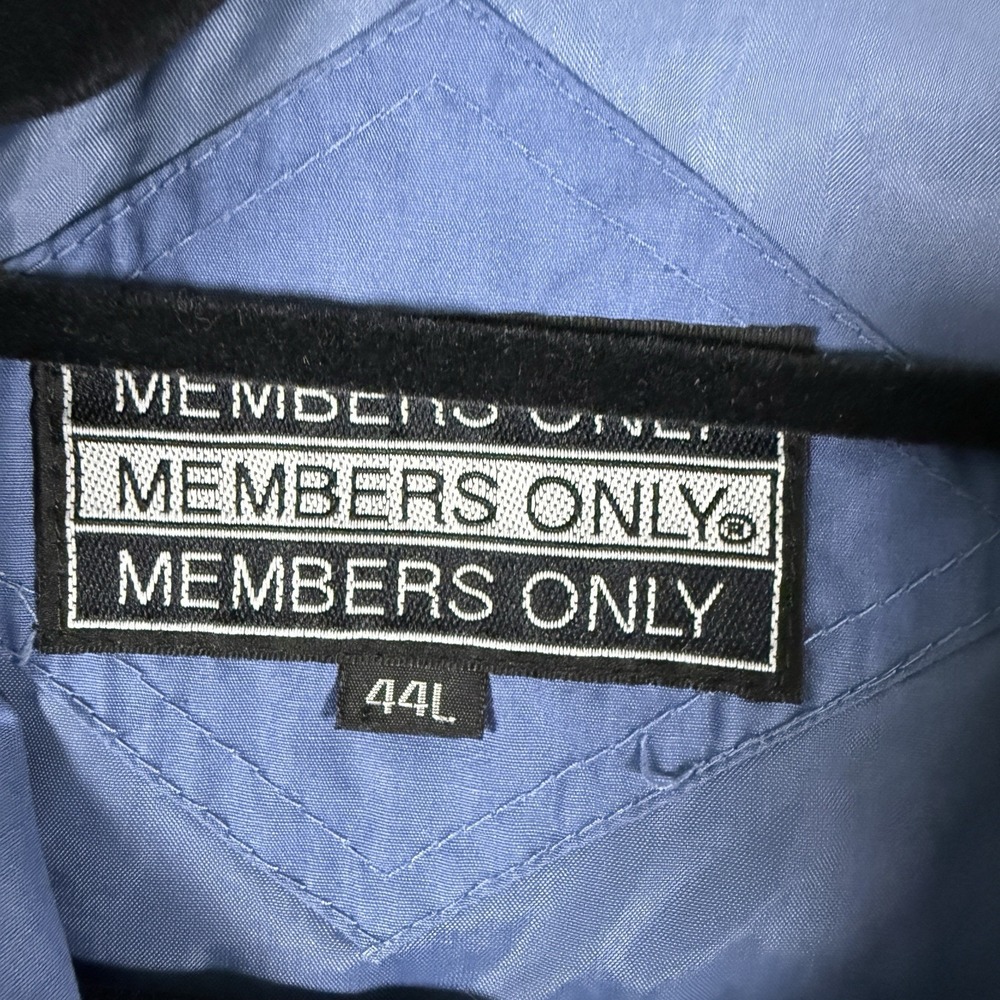 Members Only Mens Iconic Racer Jacket Blue Vintage 44L Full Zip Epaulettes - Picture 6 of 14